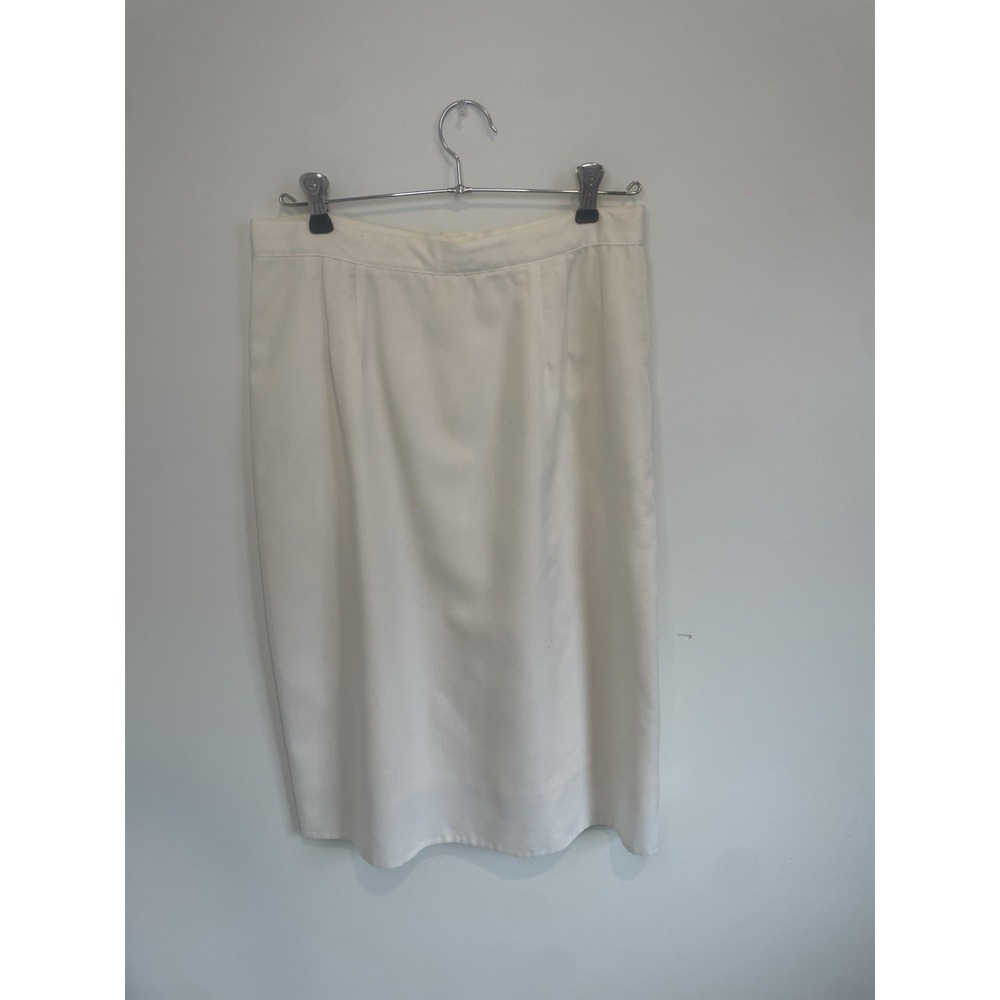 Vintage Briggs White Grandma Core High Waisted Pencil‎ Skirt 80s Retro Sz 12